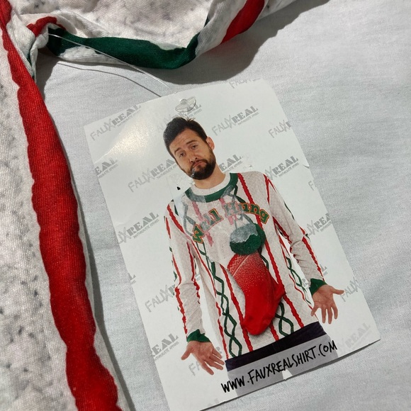 Ugly “funny” Christmas Sweat, Shirt, Men’s size small, NWT! Fauxreal apparel! - Picture 4 of 7